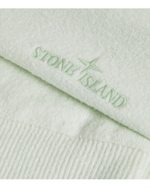 Stone Island White Fleece Logo Hoodie for men