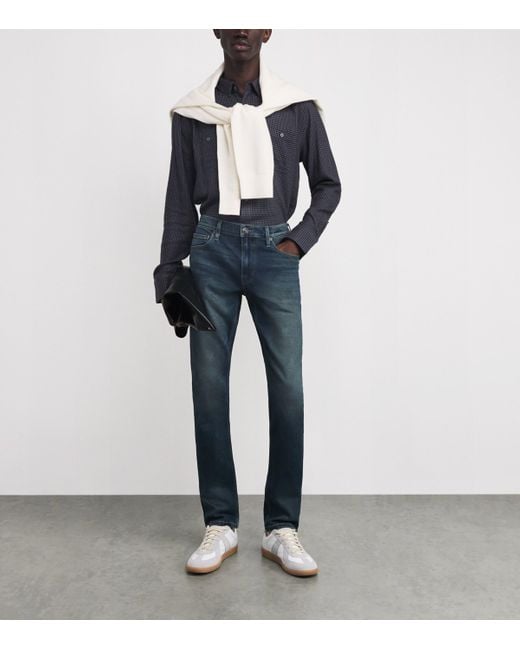 PAIGE Blue Cotton-Blend Check Everett Shirt for men