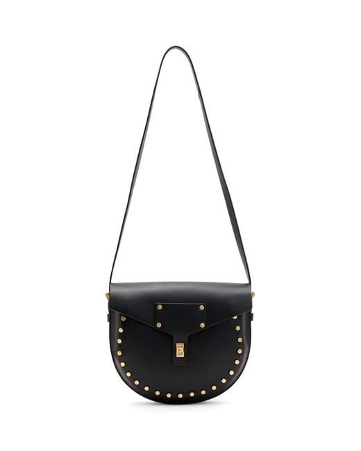 AllSaints Leather Miro Saddle Bag in Black Lyst UK