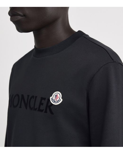 Moncler Black Logo Cotton Sweatshirt for men