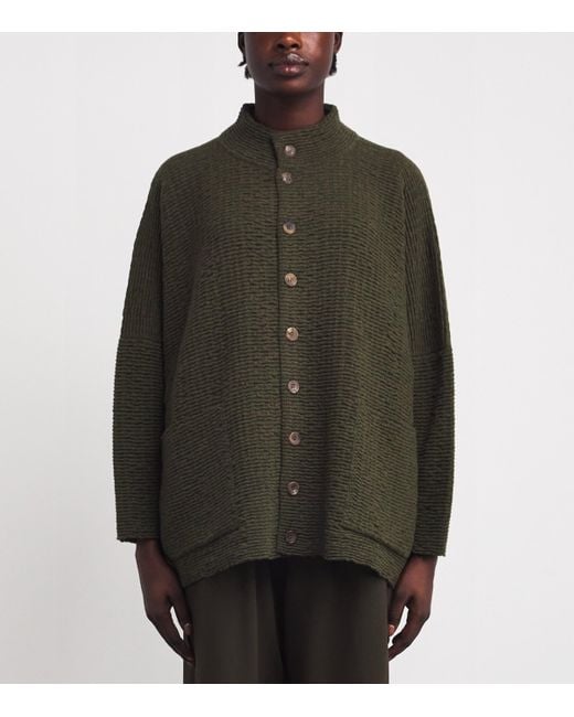 Eskandar Green Cashmere Wide Cardigan