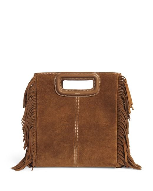 Maje Brown Suede Fringed M Top-Handle Bag
