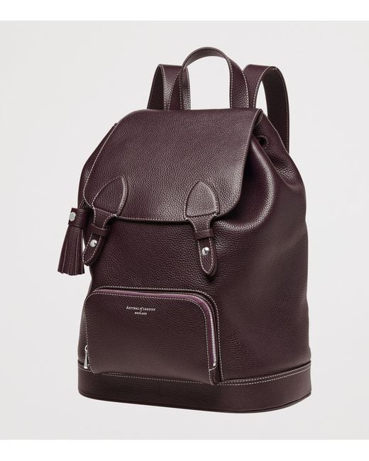 Aspinal Purple Medium Leather Hudson Backpack