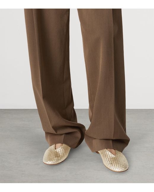 Bottega Veneta Natural Metallic Leather Rosa Ballet Flats
