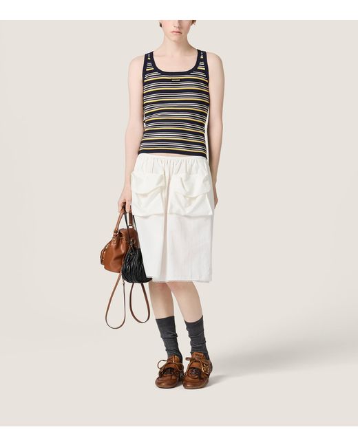 Miu Miu Black Cotton Stripe Tank Top
