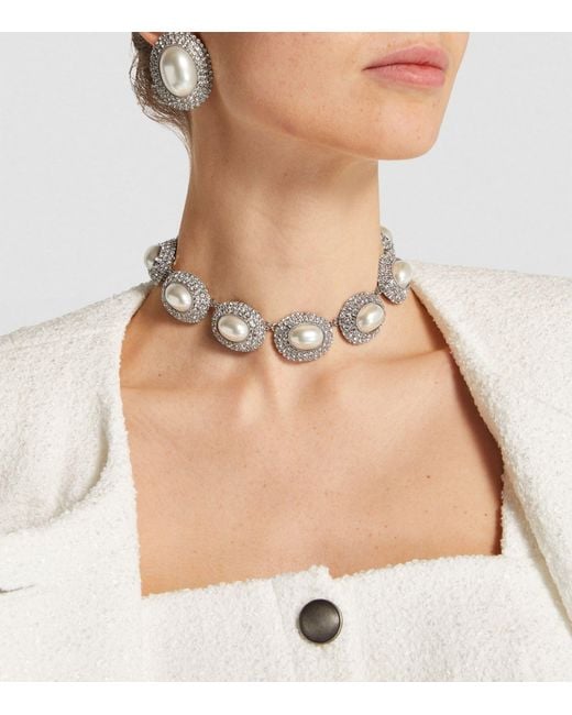 Alessandra Rich Metallic Crystal-embellished Necklace