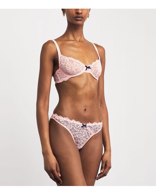 Fleur du Mal Pink Lace Bianca Thong