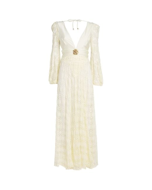PATBO White Crocheted Embellished Maxi Dress