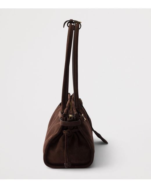Prada Brown Medium Suede Bonnie Shoulder Bag
