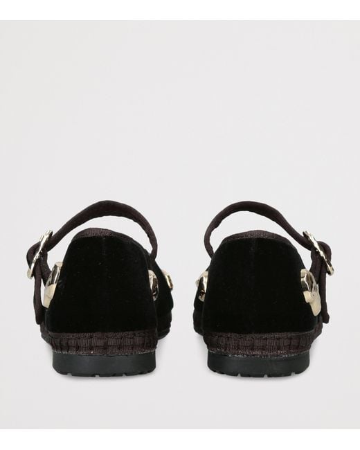 Flabelus Black Velvet Mae Pierre Mary Jane Flats