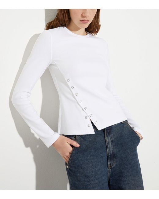 MAX&Co. White Jersey Asymmetric Long-Sleeve T-Shirt