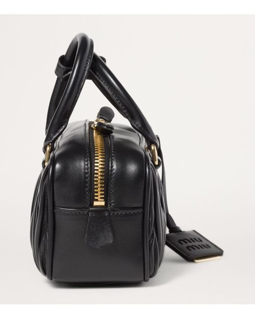 Miu Miu Black Matelassé Leather Arcadie Top-Handle Bag