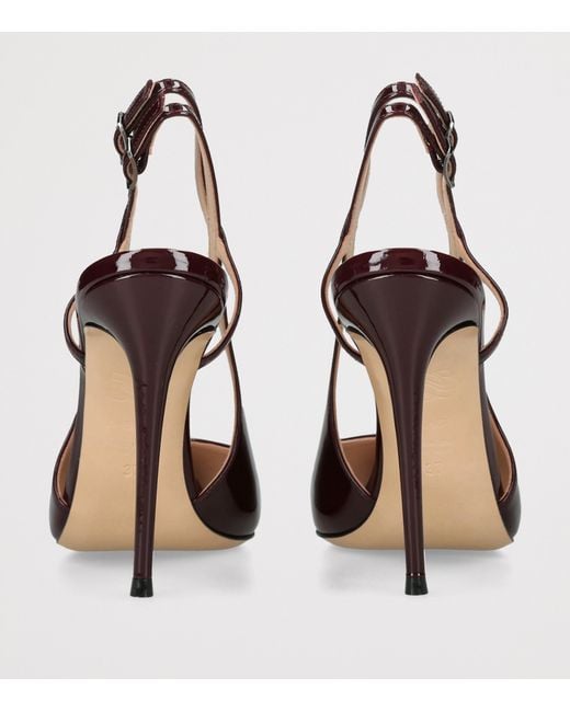 Casadei Brown Patent Leather Julia Tiffany Windsor Slingback Heels 100