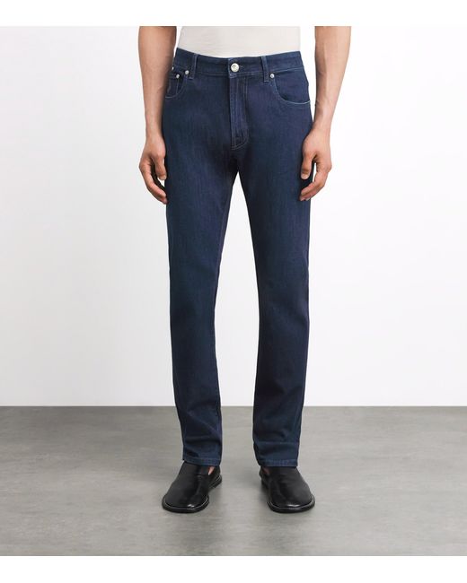 Corneliani Blue Stretch Straight Jeans for men