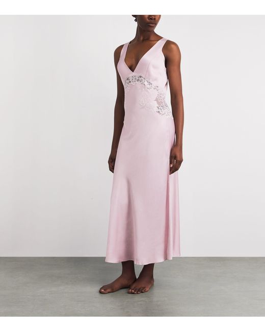 Bocan Pink Lace-Trim Beatrice Slip Dress