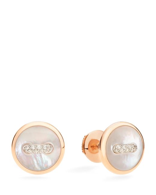 Pomellato Natural Rose Gold, Diamond And Mother-of-pearl Pom Pom Dot Stud Earrings