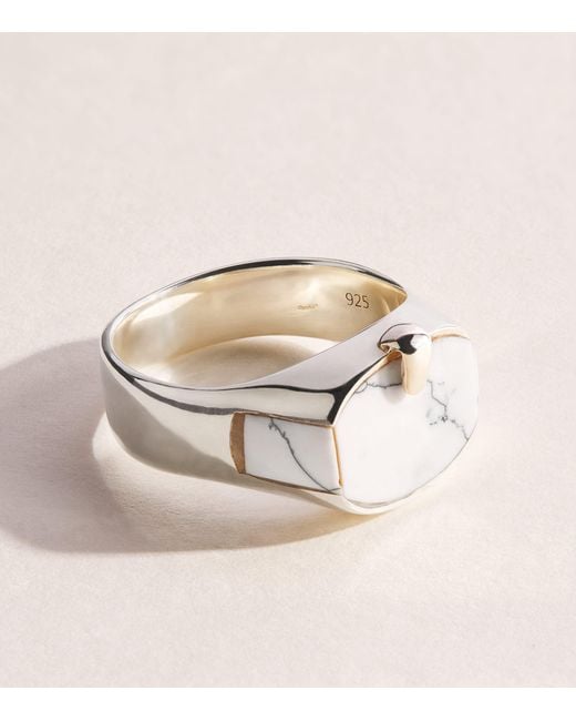 FYR Natural Sterling And Howlite Signet Ring for men