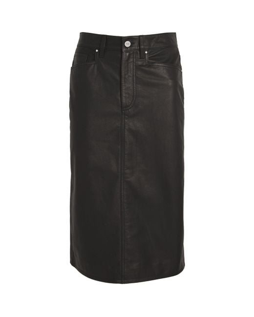 PAIGE Black Leather Siren Midi Skirt