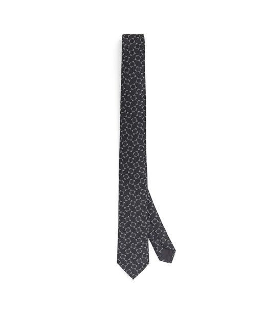 Giorgio Armani White Silk Geometric Jacquard Tie for men