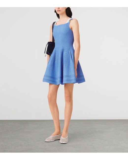 Maje Blue Embellished Knit Mini Dress