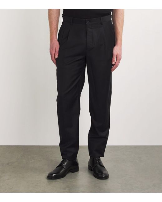 Giorgio Armani Black Virgin Wool Tailored Trousers for men