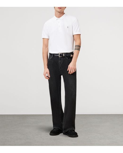 AllSaints White Organic Cotton Reform Polo Shirt for men