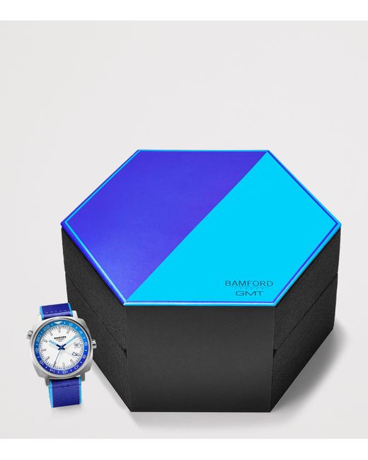 BAMFORD LONDON Blue Stainless Steel Gmt Summer +2 Watch for men