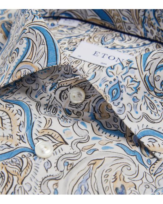 Eton of Sweden Blue Cotton Paisley Shirt for men