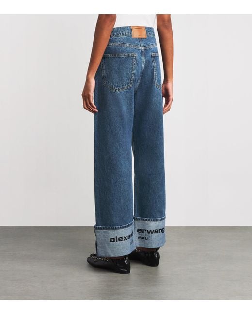 Alexander Wang Blue Logo Embroidered Mid-Rise Jeans