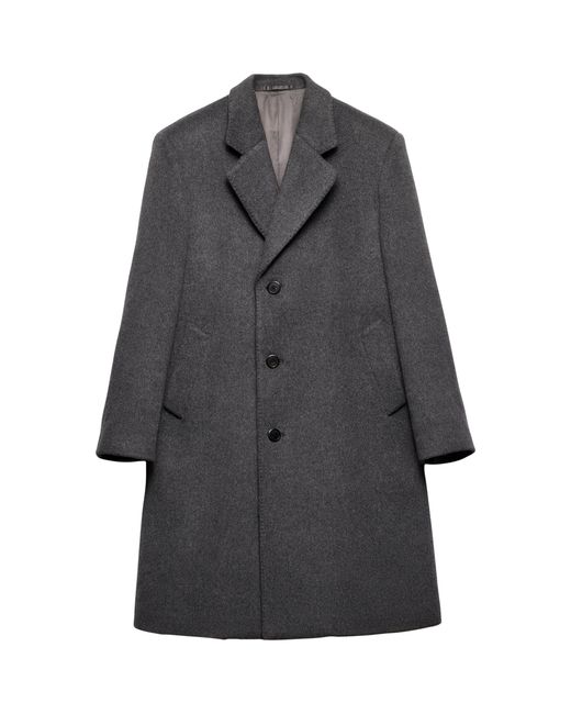 Prada Gray Wool Single-Breasted Coat for men