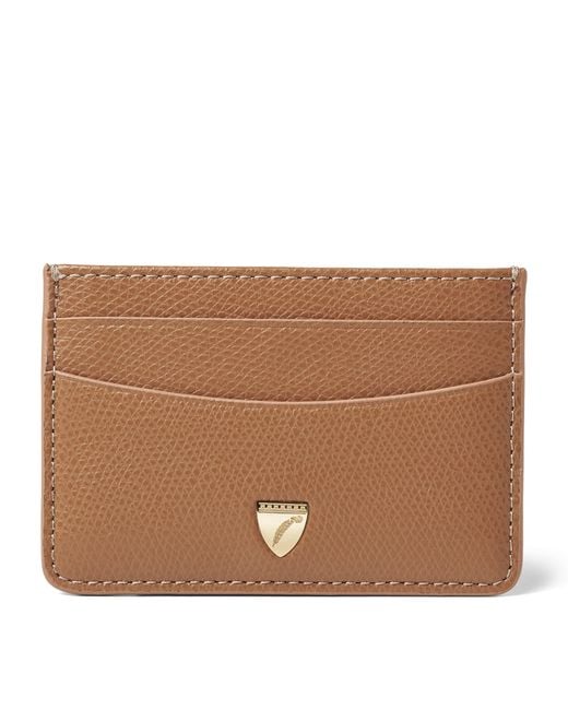 Aspinal Brown Leather Logo Card Holder