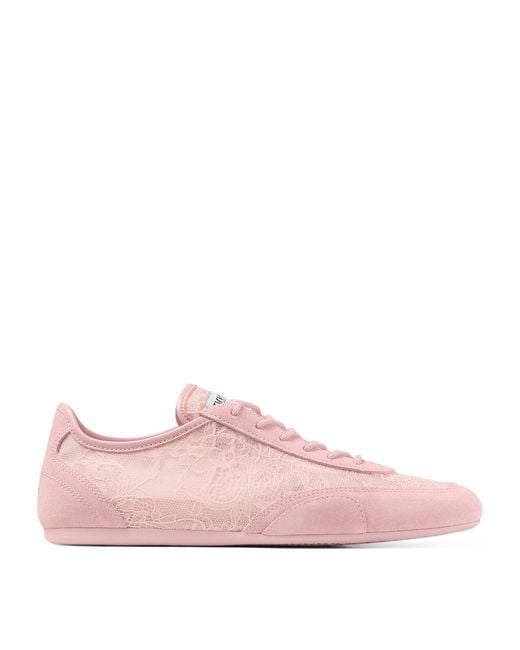 Jimmy Choo Pink Sunny F Suede-Lace Sneakers
