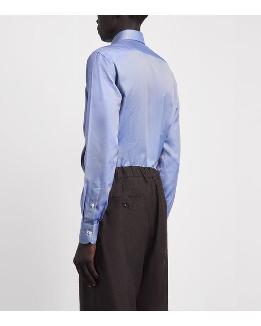 Isaia Blue Cotton Mix Dress Shirt for men