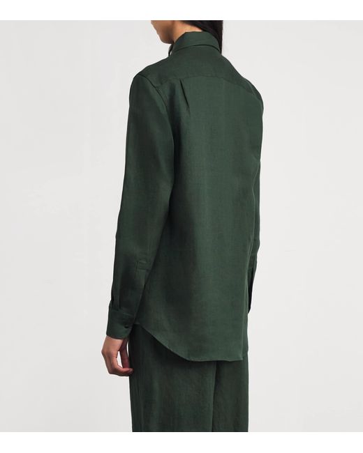 With Nothing Underneath Green Linen The Boyfriend Shirt