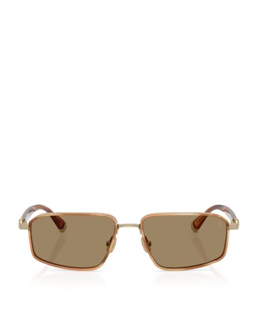 Brunello Cucinelli Natural Titanium Rectangle Jarama Sunglasses for men