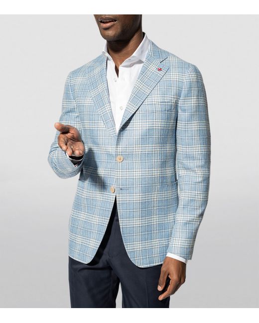 Isaia Blue Single-Breasted Blazer for men
