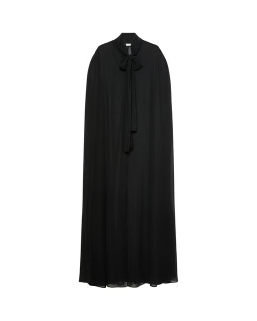 Marina Rinaldi Black Chiffon Tie-Neck Cape