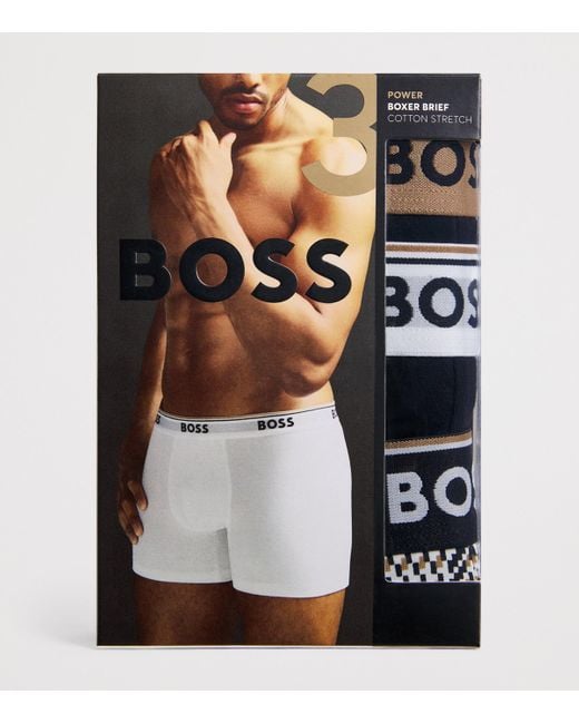 Boss Black Stretch-Cotton Power Boxer Briefs for men