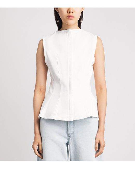 Agolde White Denim Corbin Blouse