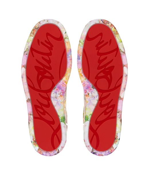 Christian Louboutin Pink Vieira Floral-print Crepe-satin Low-top Trainers