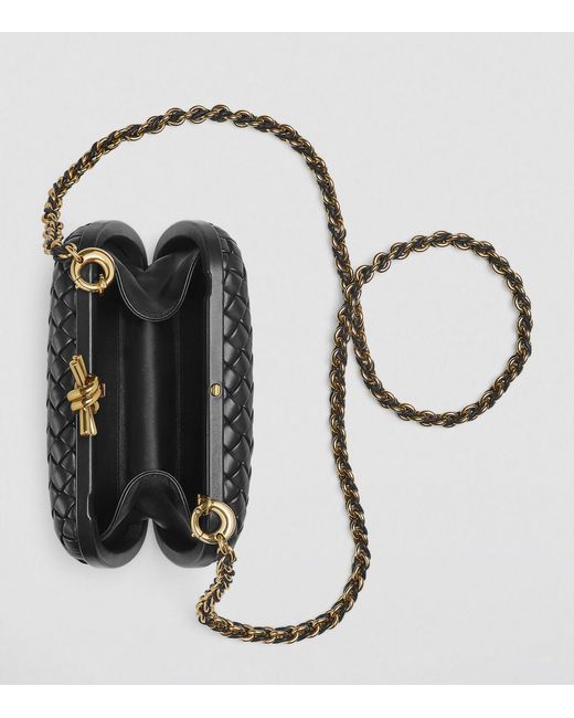 Bottega Veneta Black Leather Knot Minaudiere Clutch Bag