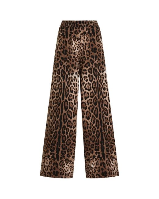 Dolce & Gabbana Brown Fleece Leopard Print Trousers