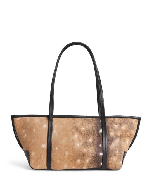 St. Agni White Leather Fawn Slim Bateau Tote Bag