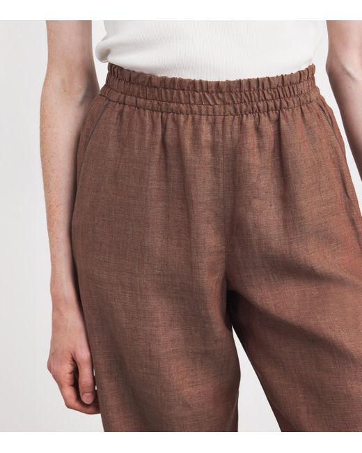 Eleventy Brown X Harrods Linen Elasticated Palazzo Trousers