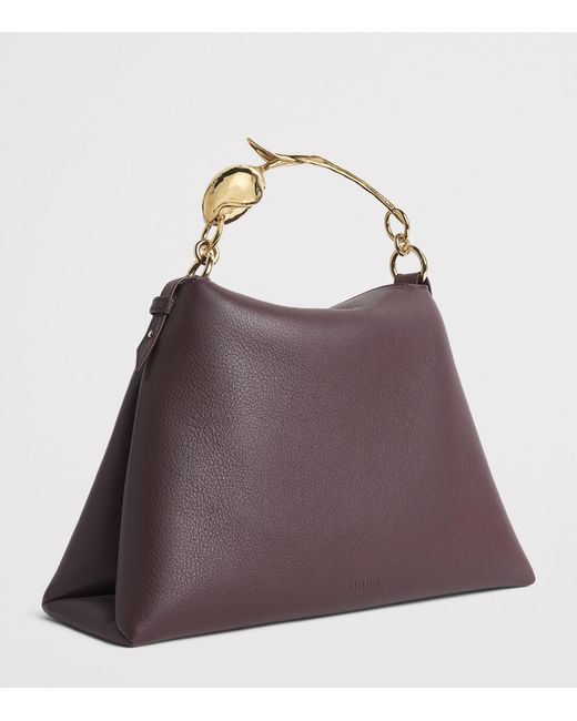 Erdem Purple Large Leather Bloom Shoulder Bag