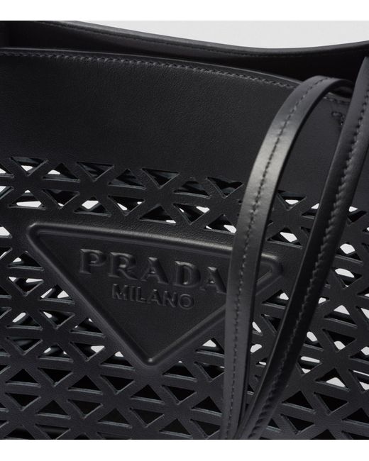 Prada Black Large Perforated-leather Tote Bag