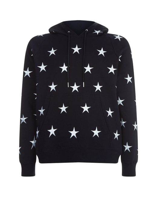 Sandro Embroidered Star Hoodie, Blue, L for men