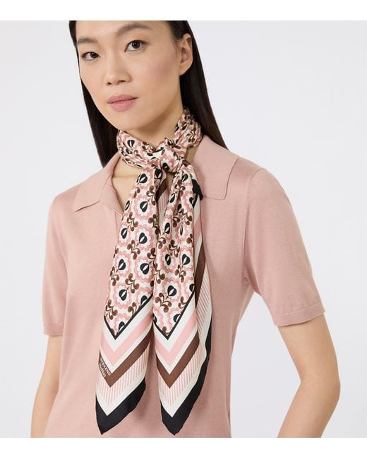 Weekend by Maxmara Black Silk Geometric Print Scarf