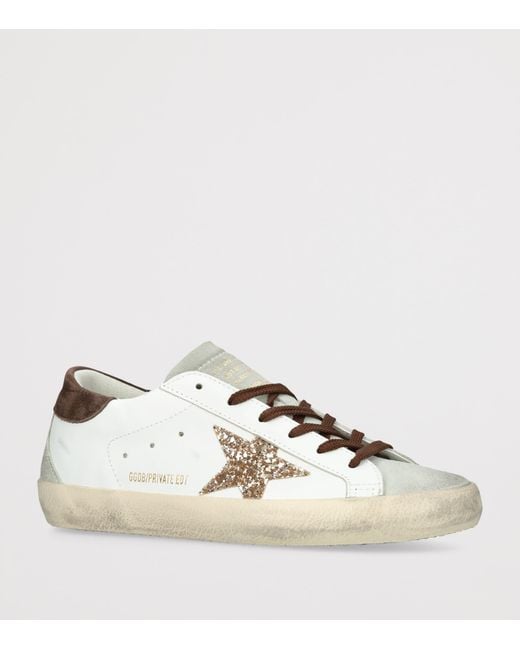 Golden Goose Deluxe Brand Natural Leather Glittered Super-Star Sneakers