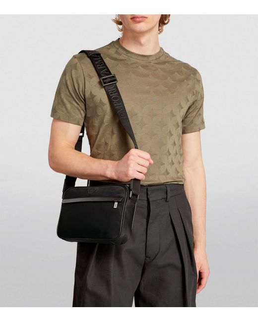 Emporio Armani Black Recycled Nylon Shoulder Bag for men